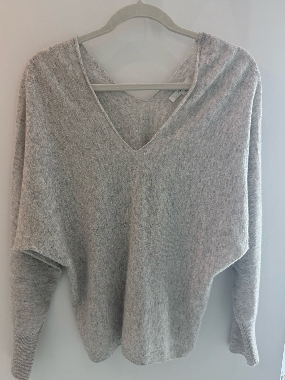 Vince Cashmere and Linen Grey V-Neck Sweater